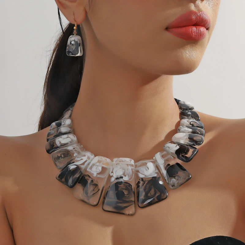 Resin Necklace & Earring Set