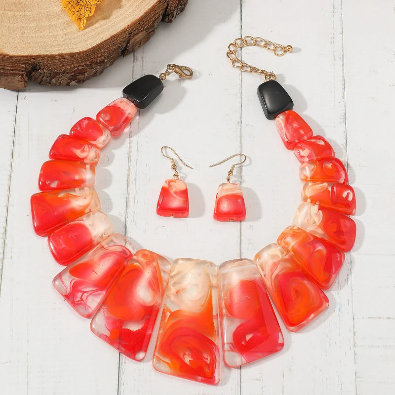 Resin Necklace & Earring Set