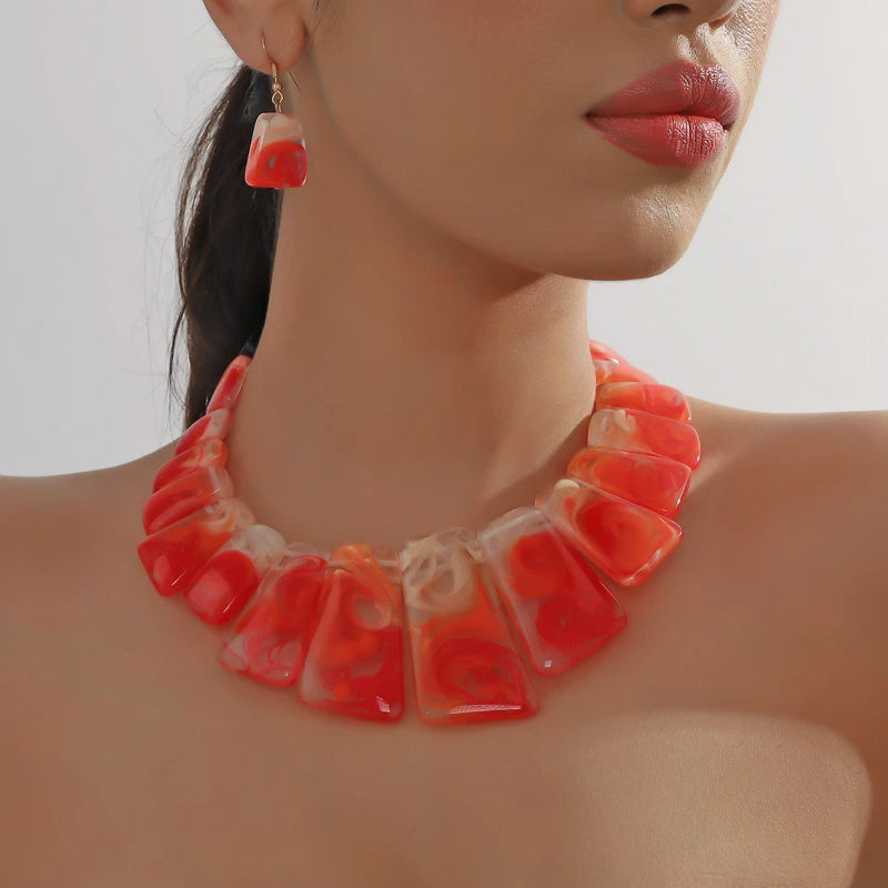 Resin Necklace & Earring Set