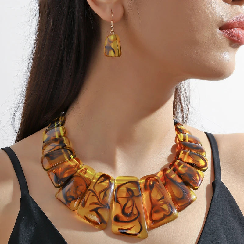 Resin Necklace & Earring Set
