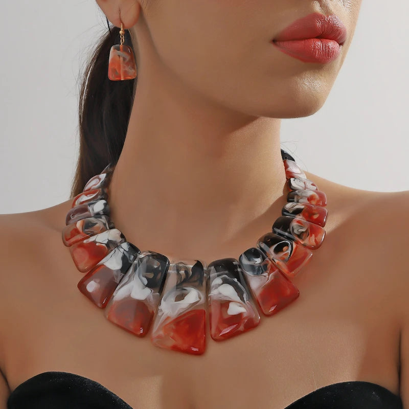 Resin Necklace & Earring Set