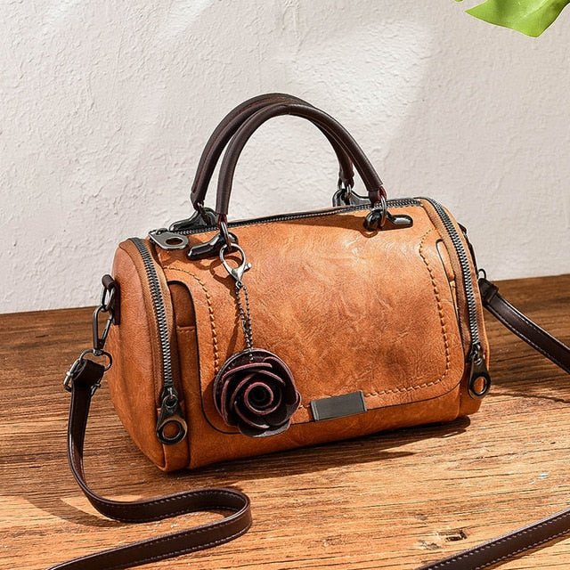 Vegan Leather Flower Handbag