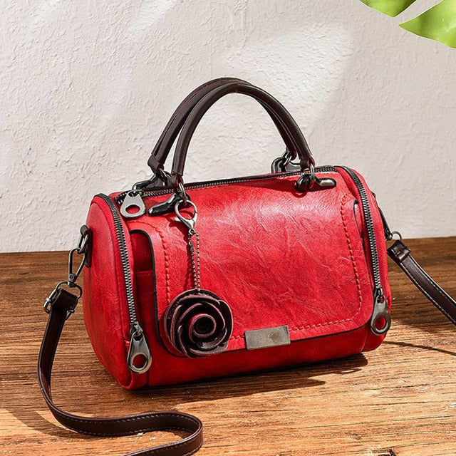 Vegan Leather Flower Handbag