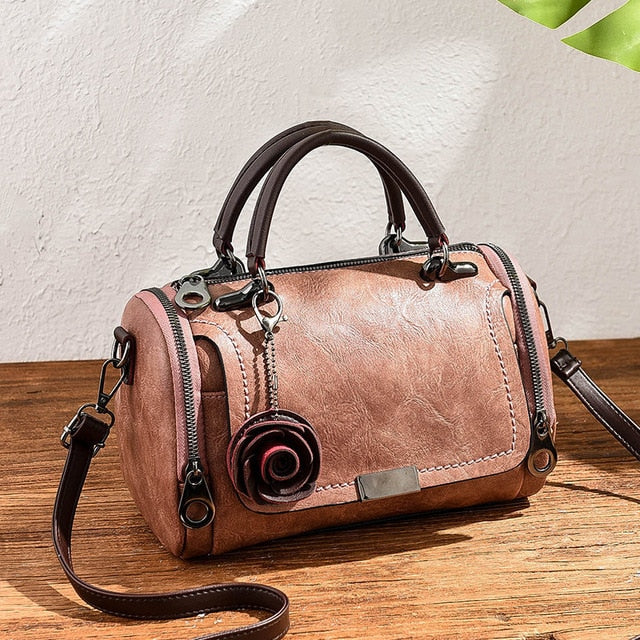 Vegan Leather Flower Handbag
