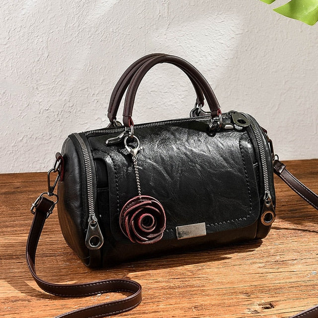 Vegan Leather Flower Handbag