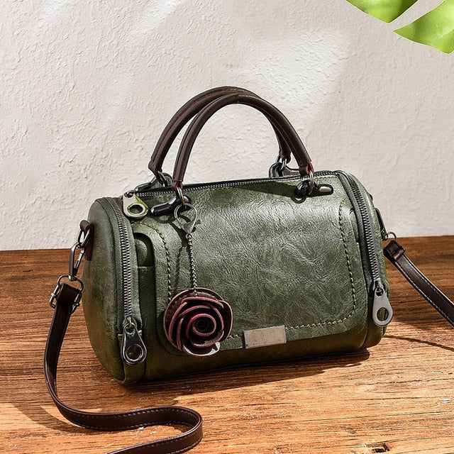 Vegan Leather Flower Handbag