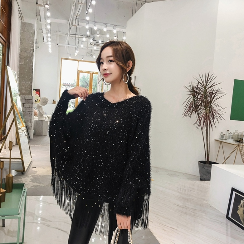 Sequined Tassel Sweater