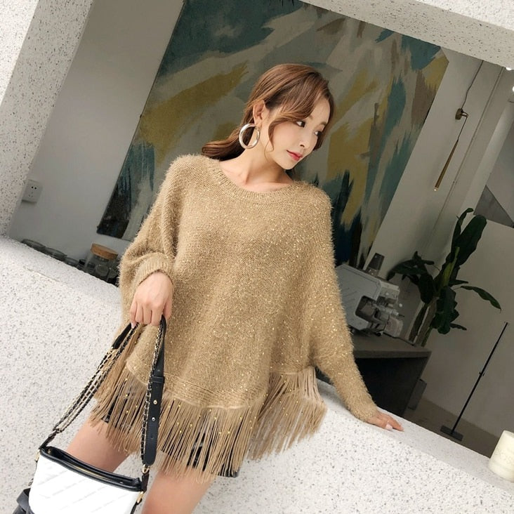 Sequined Tassel Sweater