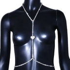 Rhinestone Heart Chest Necklace