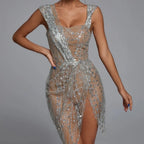 Glitter Mesh Mini Dress
