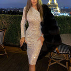 Sparkly One Shoulder Midi Dress