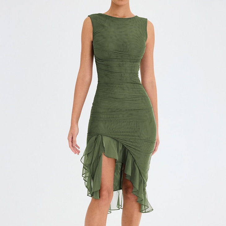 Elegant Ruffle Midi Dress