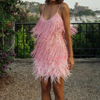 Tassel Sequined Feather Mini Dress